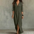 thumbnail image 5 of DeHolifer Women Casual Dresses Lapel Button Down Beach Dress Long Maxi Dress with Pockets Green S, 5 of 7