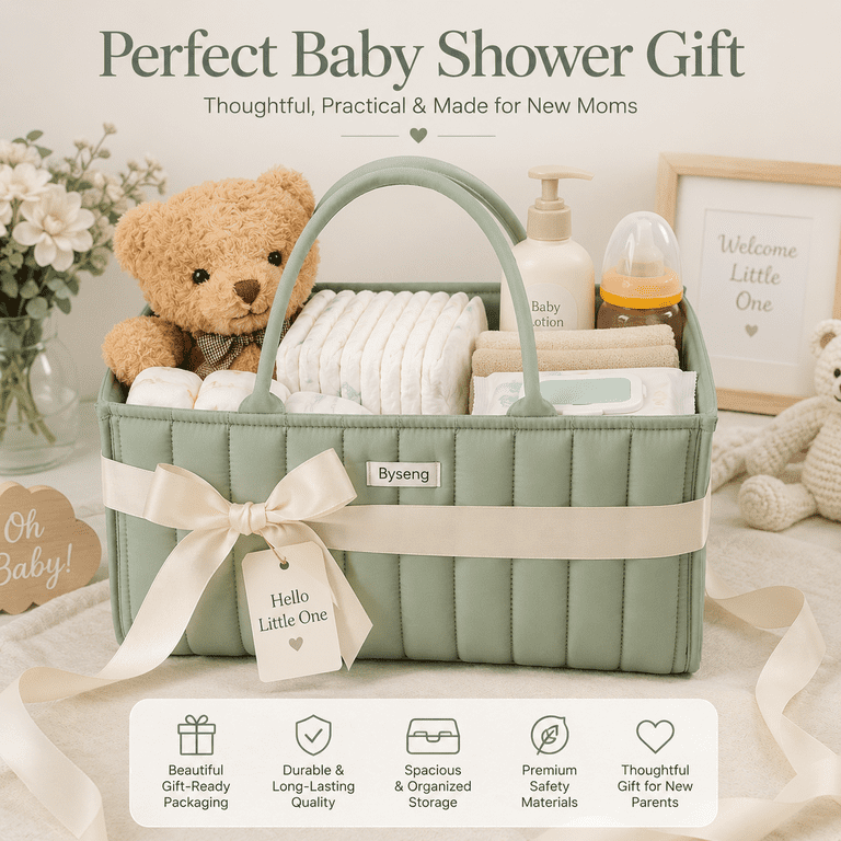 Baby Diaper Caddy Organizer With Handles photo 6