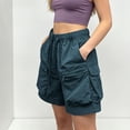 thumbnail image 6 of Women's Quick Dry Cargo Shorts, Elastic Waist Drawstring Hiking Shorts with Multi-Pockets, Lightweight and Breathable for Outdoor Activities and Casual Wear Mint Green S, 6 of 7