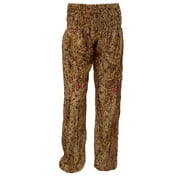 Mogul Women's Pants Brown Floral Print Hip-Hop Trousers Pant