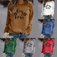 thumbnail image 4 of Honeeladyy Clearance under 10$ Dog Mom Letter Shirt for Women's Crewneck Sweatshirt Casual Long Sleeve Pullover Tops Animals Footprint Shirt, 4 of 4
