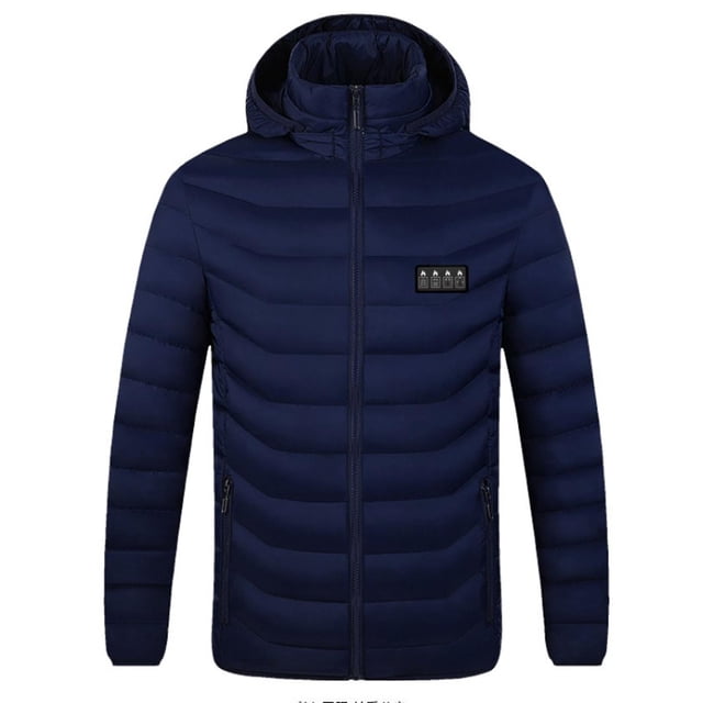 Chaqueta calefactable para hombres y mujeres, calentador de cuerpo eléctrico con carga Usb a prueba de viento para prendas de vestir para clima frío, azul