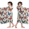 thumbnail image 4 of Colorful Butterfly Leaf Beige Pattern Hooded Bath Towel，60"x35" for Ages 3 To 12 Kids, Quick Dry Lightweight Soft Microfiber Hood Beach Towel Cover Up for Kids, 4 of 7