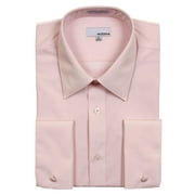 Modena Men's Contemporary (Slim) Fit French Cuff Solid Dress Shirt - Pink - 18 6-7