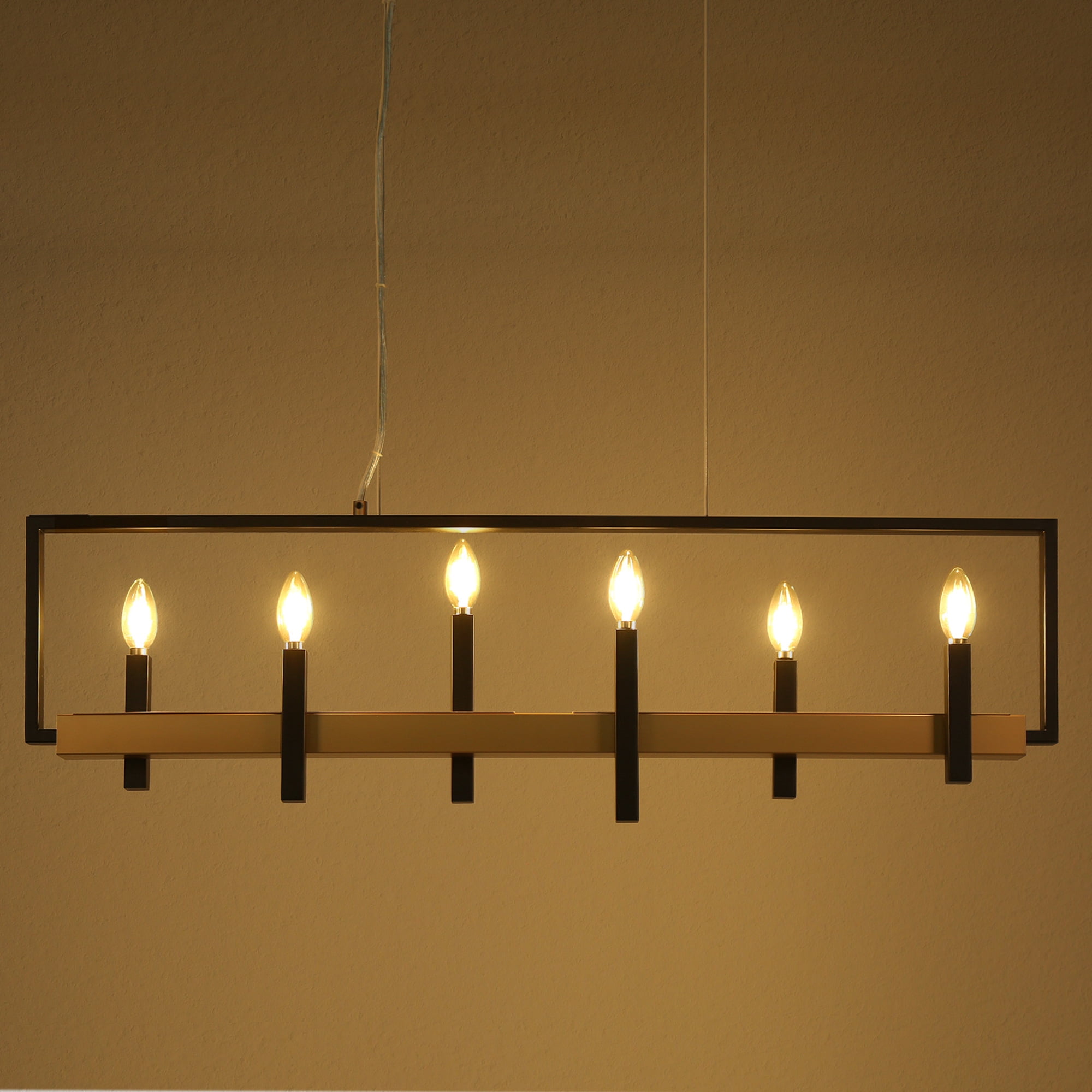 LNC Butterscouch 6-Light Matte Black Modern/Contemporary Led Chandelier