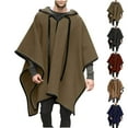 thumbnail image 3 of CHEEREAM Alpaca Poncho for Mens Pancho Mexican Hooded Cowboy and Western Ponchos Adult Blanket Vintage Hoodie Pullover Coat Khaki L, 3 of 3