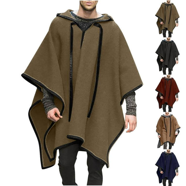 Men Wool Poncho Hooded Cowboy and Western Hippie Poncho Cape Men Wool Poncho Hooded Cowboy and Western Hippie Poncho Cape