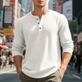 thumbnail image 2 of Homeyce Mens Long Sleeve Tee Shirts Solid Color with Button Henley Shirts Casual Lightweight Stand Collar T-Shirts Jersey Baseball Tee Shirts,White L, 2 of 6
