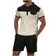 thumbnail image 1 of Pantalones Cortos para Hombre Conjunto de Trajes de 2 Piezas, Moda Mock Bolsillo Botón de Color Sólido Solapa Tops Cortos de Cintura Elástica, 1 of 8