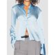 thumbnail image 5 of Camisas de Satén de Seda con Botones para Mujer, Blusas de Larga, Camisas de Mujer Azul L, 5 of 8