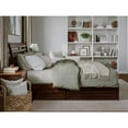 thumbnail image 5 of Emelie King Wood Platform Bed with Panel Footboard and Storage Drawers in Walnut, 5 of 10
