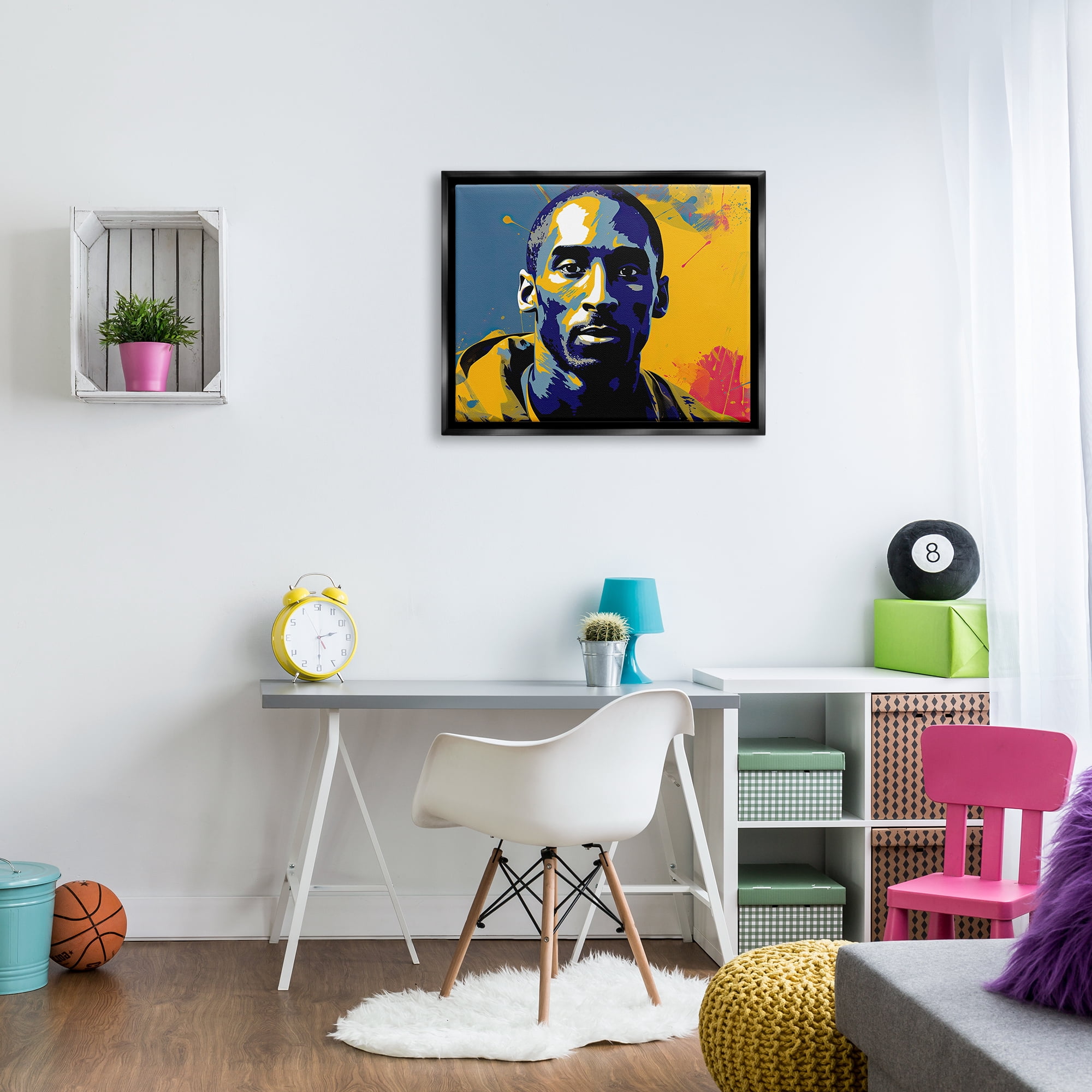 Stupell Industries Abstract Paint Pop Kobe Abstract Painting Black Floater Framed Canvas Art Print Wall Art, 31 x 25
