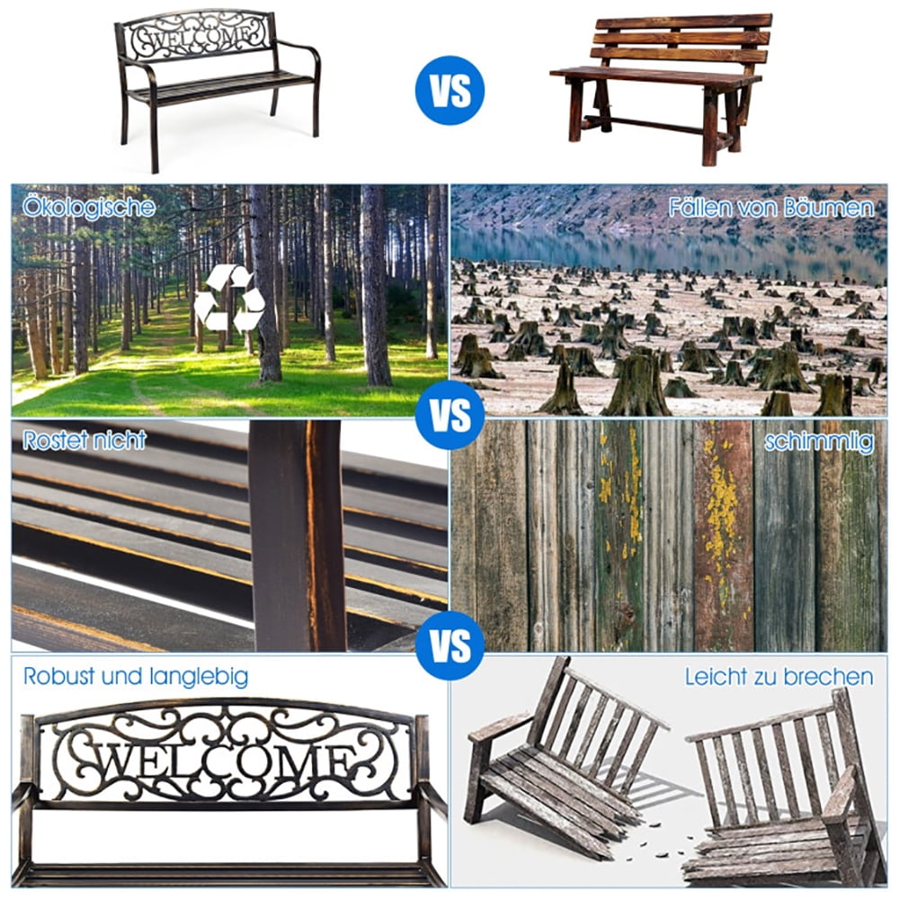 Aimee Lii Outdoor Furniture Steel Frame Porch Garden Bench, Patio Furniture, Bronze Aimee Lii Outdoor Furniture Steel Frame Porch Garden Bench, Patio Furniture, Bronze