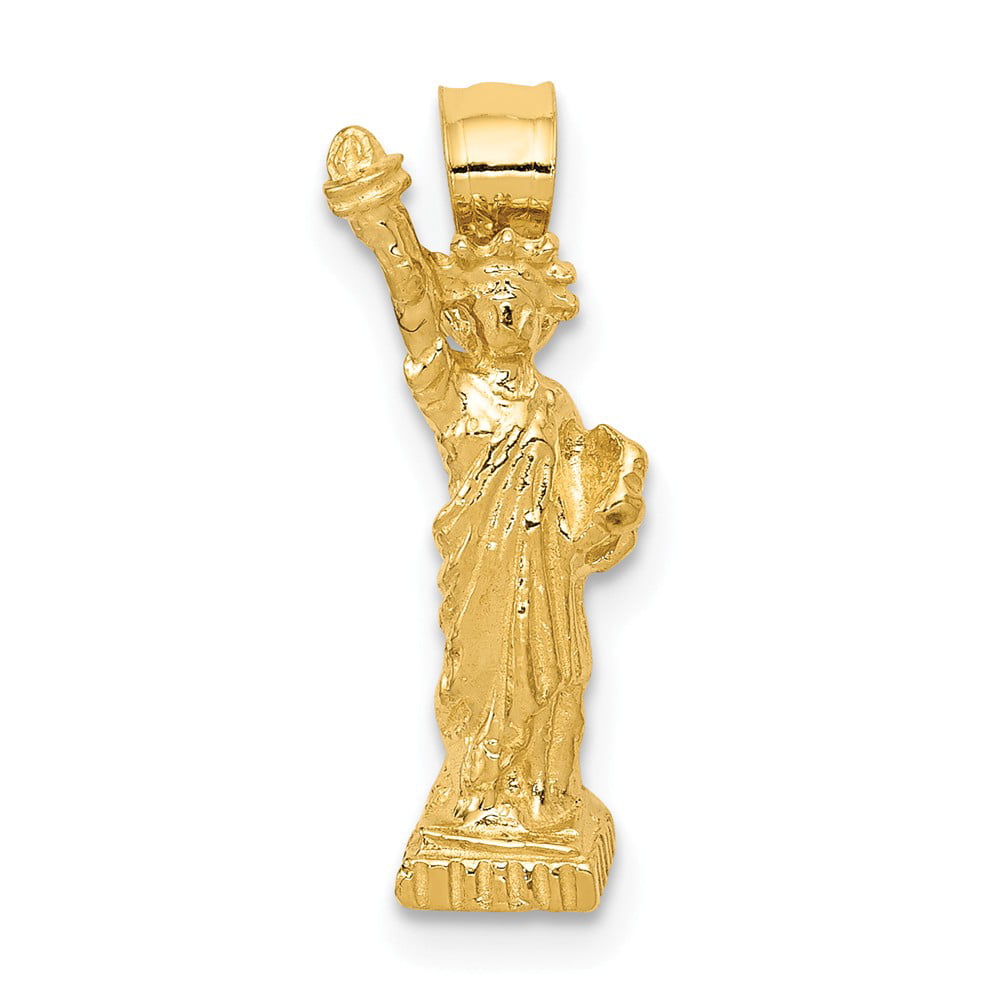 19mm x 7mm Solid 14k Yellow Gold Statue of Liberty Souvenir Pendant Charm 