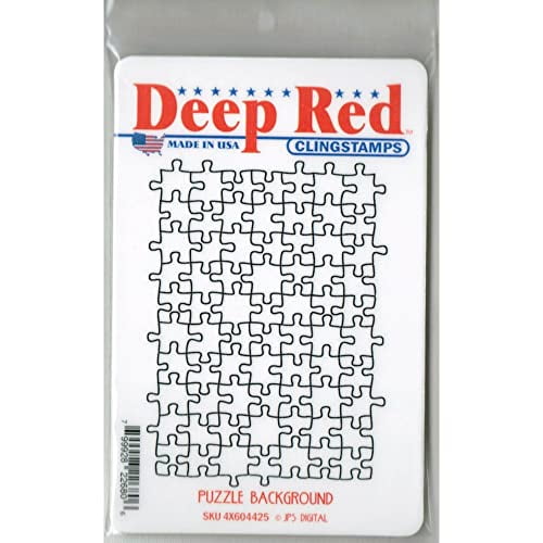 Deep Red Stamps Puzzle Background Rubber Stamp 3.1 x 4.1inches