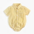 thumbnail image 2 of Toimothcn Toddler Baby Boys Romper Jumpsuit Short Sleeve Casual Plaid Printed Lapel Romper Soft Loose Fit Jumpsuit Comfy Newbron Clothing, 2 of 9