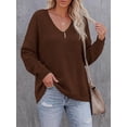 thumbnail image 3 of BTFBM Women's Loose Knitted Casual Sweaters | V Neck,Long Sleeve Sweater,Slouchy Pullover Tops,Fall Winter Clothes, 3 of 9