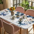 thumbnail image 3 of Navy Blue Spring Floral Table Cloths for 5 Foot Rectangle Tables, Farmhouse Butterfly Watercolor Patio Waterproof Elastic Fitted Tablecloths, Washable Rectangular Table Cover for Camping, 3 of 8