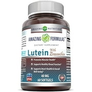 Amazing Formulas Lutein 40 mg with Zeaxanthin 1600 mcg | Softgels Supplement | Non-GMO | Gluten Free | Made in USA (40 mg, 60, Count)