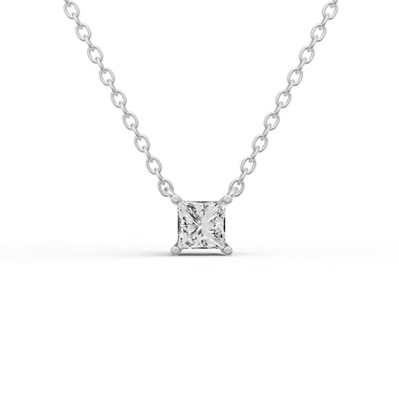 0.25 Carat Princess Cut Lab Grown Diamond Solitaire Floating Pendant in 14K White Gold