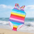 thumbnail image 2 of Kids Girls Bathing Suit Swimsuit Cute Toddler Rainbow Stripes for Children Swimming Swimwear, 2 of 8
