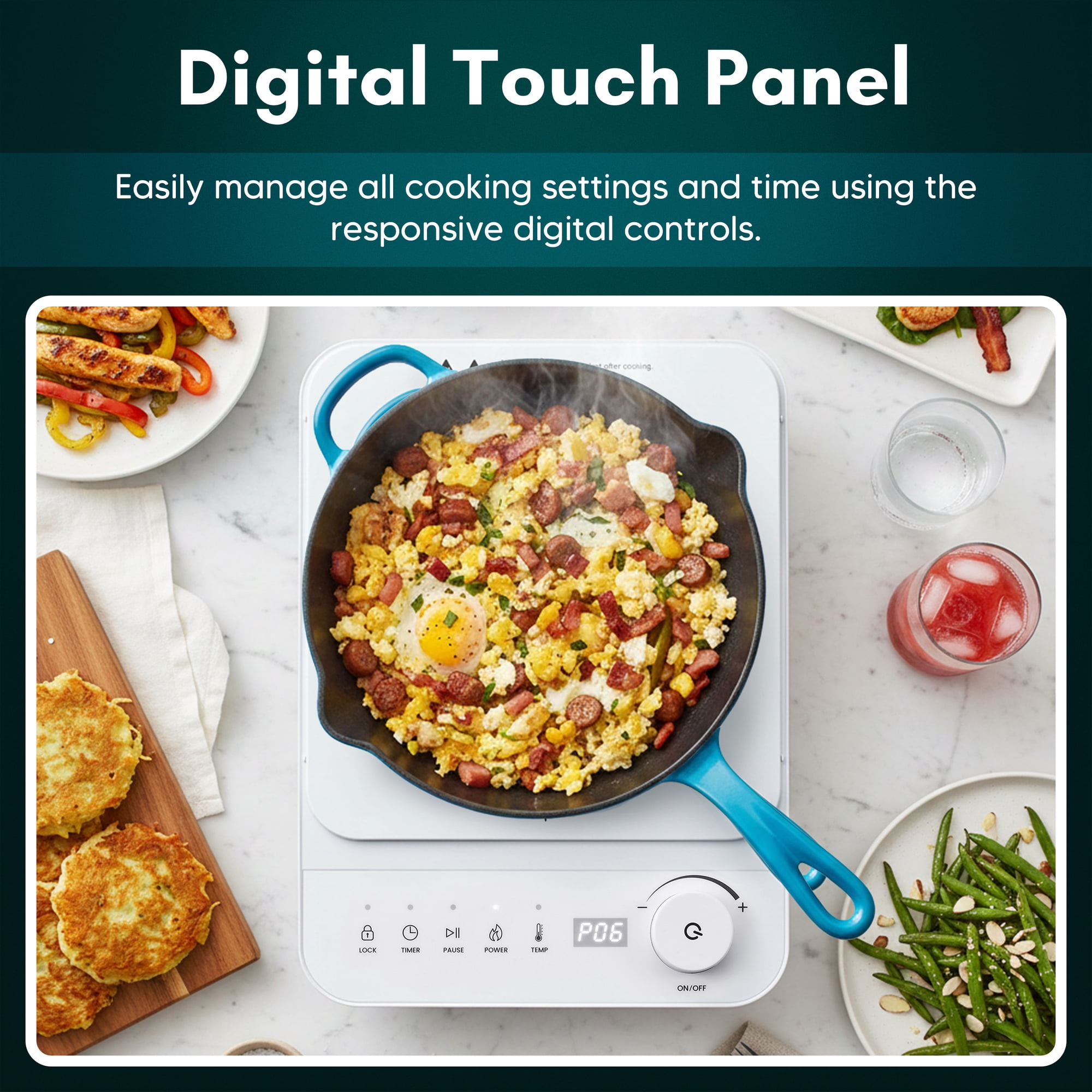 Elite Cuisine EINDL2052 Slimstore White Induction Cooktop