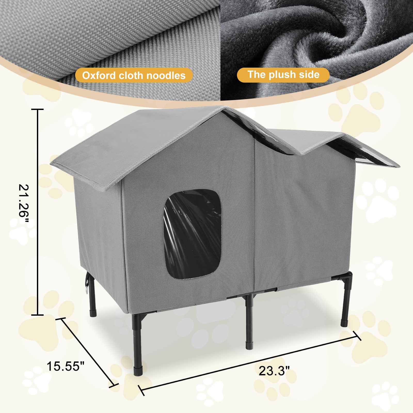 Outdoor Cat House Waterproof, Cat Shelter for Outside Cats, Weatherproof Feral Cat House for Backyard Garage Porch, Insulated Foldable Cat House Outdoor