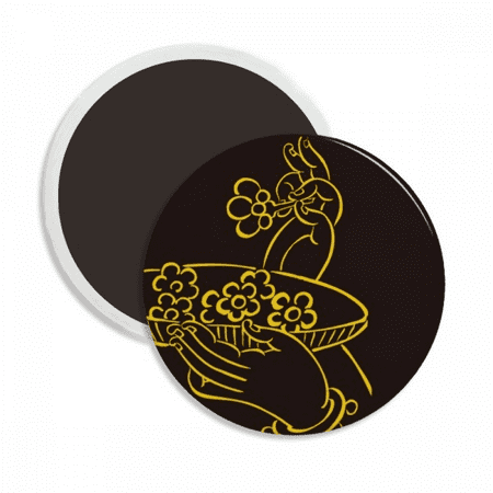 

Hand Flower Plate Round Ceracs Fridge Magnet Keepsake Decoration