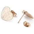 thumbnail image 3 of 10Pcs Textured Heart Stainless Steel Stud Earring Findings Earring Studs Posts with Ear Nuts for Earring Jewelry Making Rose Gold 12x13mm Hole: 1.5mm Pin: 0.7mm, 3 of 3