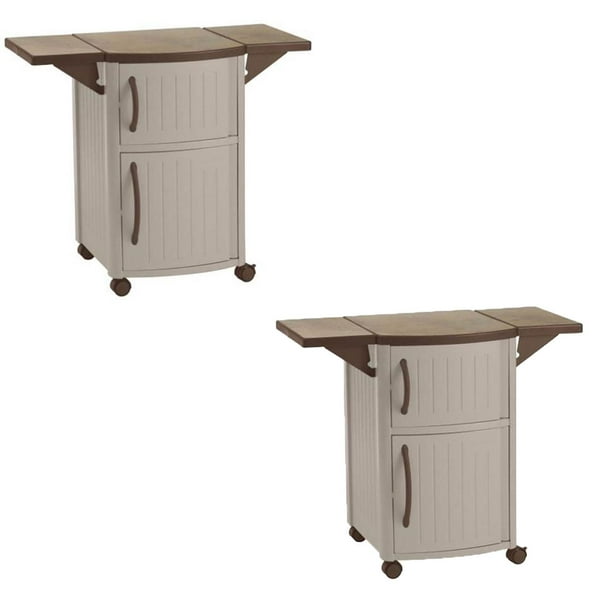 New Suncast Portable Outdoor Patio Prep, Suncast Outdoor Grilling Prep Station Table With Storage Taupe Brown