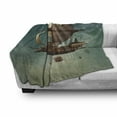 thumbnail image 3 of Fantasy Soft Flannel Fleece Throw Blanket, Surreal Sky Scenery Steampunk Airship Fairy Sci Fi Stardust Space Image, Cozy Plush for Indoor and Outdoor Use, 50" x 70", Teal and Brown, by Ambesonne, 3 of 6