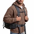 thumbnail image 4 of Hsovts Hoodies for Men Full Zip Drawstring Hooded Waffle Knit Sweatshirts with Pocket Lightweight Loose Tops Coffee 3XL, 4 of 7