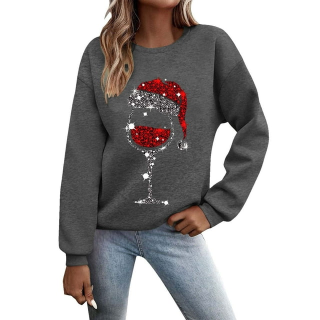 Landzoo One 2025 et Hiver Sweat à Capuche pour Femmes Imprimé Verre de Vin Élégant Confortable