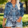 thumbnail image 2 of Womens Plus Size Tops Summer 3/4 Length Sleeve Casual Printed V-Neck Blouse Fashionable And Comfortable Top Spring Beach Vacation Trendy (Size:L-5XL), 2 of 5