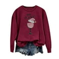 thumbnail image 4 of Pink Christmas Tee Shirt Womens,Women's Christmas Pink Santa Print Pullover Tops Novelty Funny Sweatshirts Loose Casual Long Sleeve Crewneck Shirt, 4 of 4