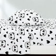 thumbnail image 3 of Chezmoi Collection 4-Piece Kids/Teens Panda Love Sheet Set - Soft Microfiber Black White Girls Printed Love Panda Hearts Whimsical Fun Kids Sheets, Queen Size, 3 of 9