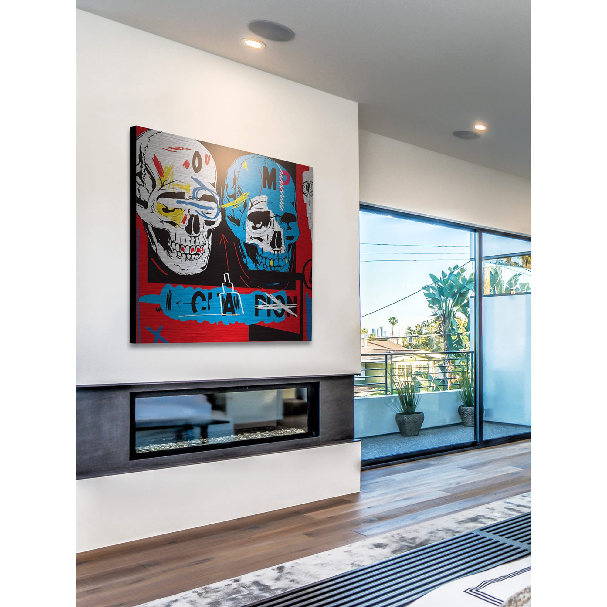 Marmont Hill "Two Skulls I" by Josh Ruggs Painting Print on Brushed Aluminum