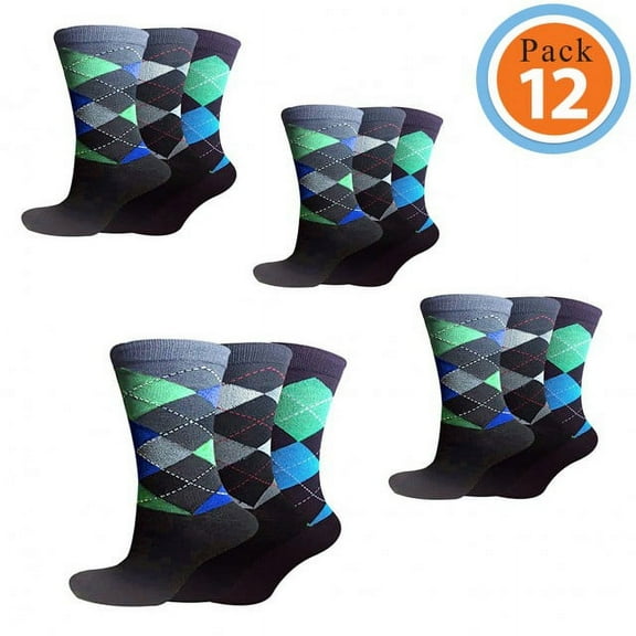 Men's Colorful Printed Cotton Moisture Socks Extra Comfortable BGB Pack 12