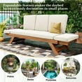 thumbnail image 4 of Outdoor Daybed Sofa with Adjustable Armrest, Expandable Wood Chaise Lounge with Water-resistant Cushions and Pillows, Multifunctional Patio Sofa Set for Balcony Poolside Backyard, Natural+Beige, 4 of 9