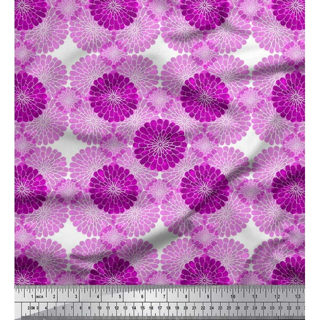 Soimoi Cotton Duck Fabric Flower Artistic Print Fabric by Yard 56 Inch Wide