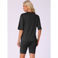 thumbnail image 4 of DARING DIVA Womens 2 Pieces Biker Shorts Set Outfits T-Shirt Lounge Wear M Black, 4 of 7