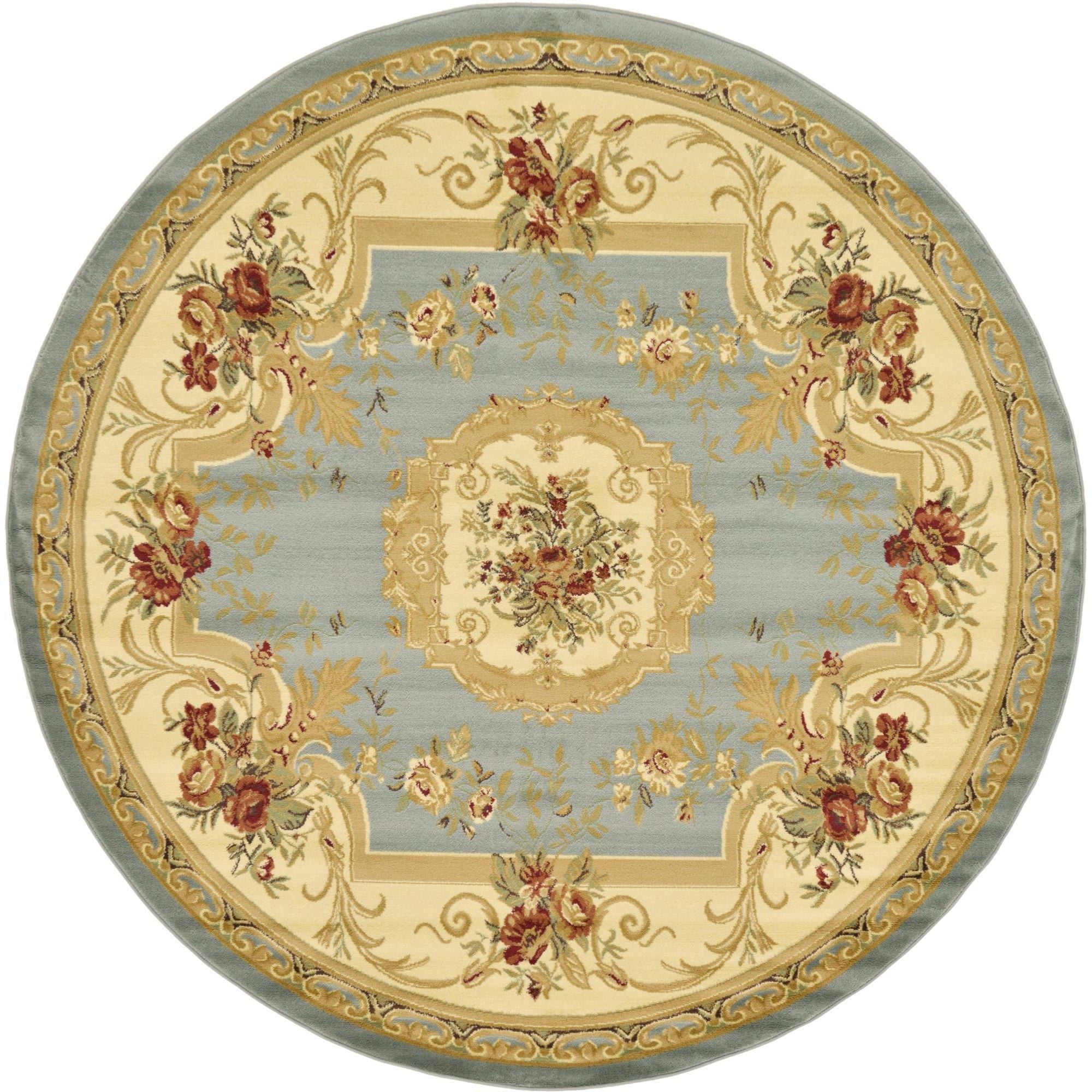 Unique Loom Henry Versailles Rug Light Blue/Cream 7' 10" Round Floral
