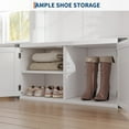 thumbnail image 4 of M optimized Hall Tree with Shoe Storage Bench, 4-In-1 Entryway Bench with Coat Rack & Adjustable Shelf & 2 Wood Door, Hall Tree with Metal Corner & 5 Tri-Hooks for Entryway, Bedroom, Living Room, 4 of 8
