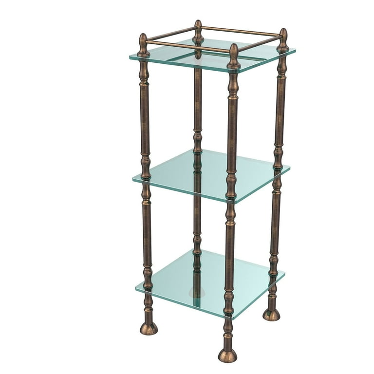 Allied Brass Three Tier Etagere with 14-in x 14-in Shelves in Satin Nickel Allied Brass Three Tier Etagere with 14-in x 14-in Shelves in Satin Nickel