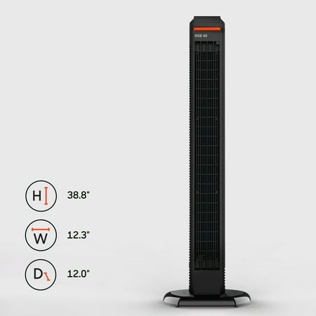Sharper Image - RISE 40 Oscillating Tower Fan with Remote - Black