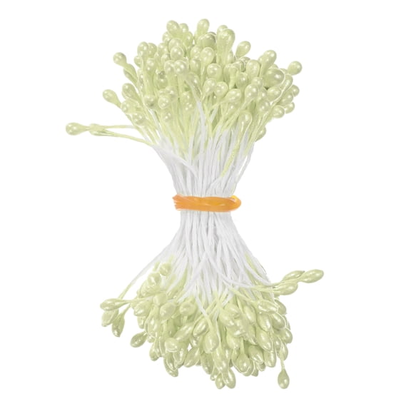 Uxcell 150-Pack Flower Stamens for Crafts, 5mm Double Heads Artificial Pearl Floral Pistil for DIY Making [Light Yellow]