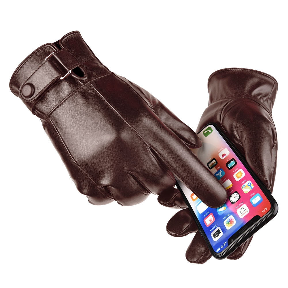 Winter Gloves for Men Genuine Leather Gloves Warm Driving Motorcycle Gloves ,Flexible and Comfortable