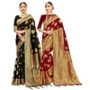 Pack of Two Sarees for Women Banarasi Art Silk Woven Indian Wedding Saree | Diwali Gift Sari Combo Set