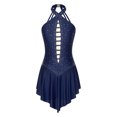 thumbnail image 3 of Kaerm Women Sleeveless Lyrical Dance Dress Shiny Rhinestone Figure Ice Skating Leotard Dresses Navy Blue XXL, 3 of 7