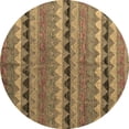 thumbnail image 1 of Ahgly Company Indoor Round Abstract Brown Modern Area Rugs, 3' Round, 1 of 4